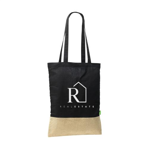 Combi draagtas zwart katoen &amp; jute - Yana Gifts