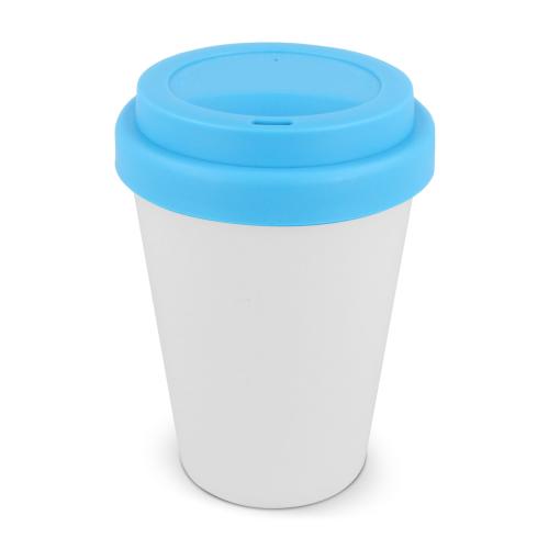 Koffiebeker wit met gekleurd deksel 250ml - Yana Gifts
