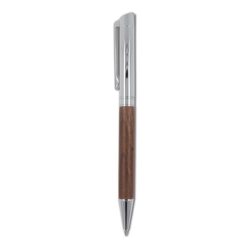 Metalen balpen &amp; rollerbal pen walnoot hout (set)