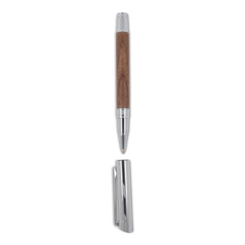 Metalen balpen &amp; rollerbal pen walnoot hout (set)