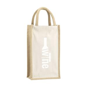 Wijntas jute & canvas dubbel - Yana Gifts