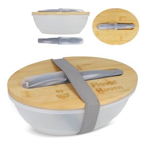 Lunchbox bamboe deksel & bestek - Yana Gifts