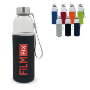 Waterfles transparant glas met sleeve - Yana Gifts